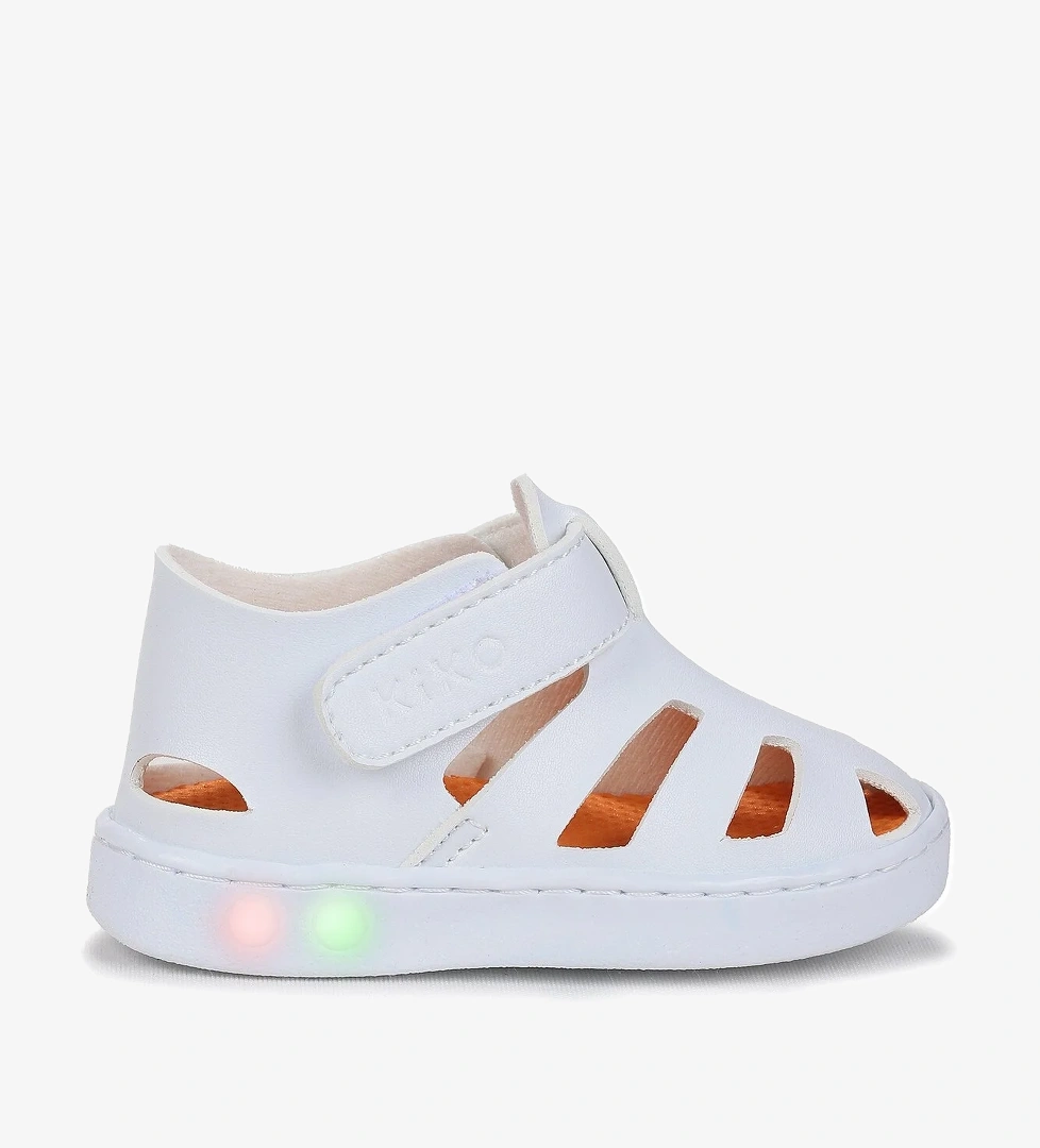 Limba Işıklı Cırtlı Erkek Bebek Sandalet Beyaz - Görsel 1