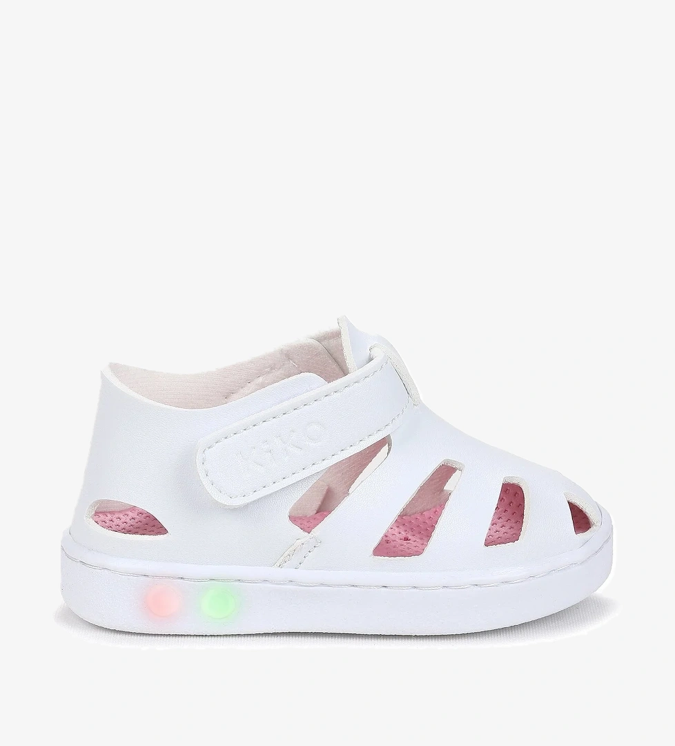 Limba Işıklı Cırtlı Kız Bebek Sandalet Beyaz - Görsel 1