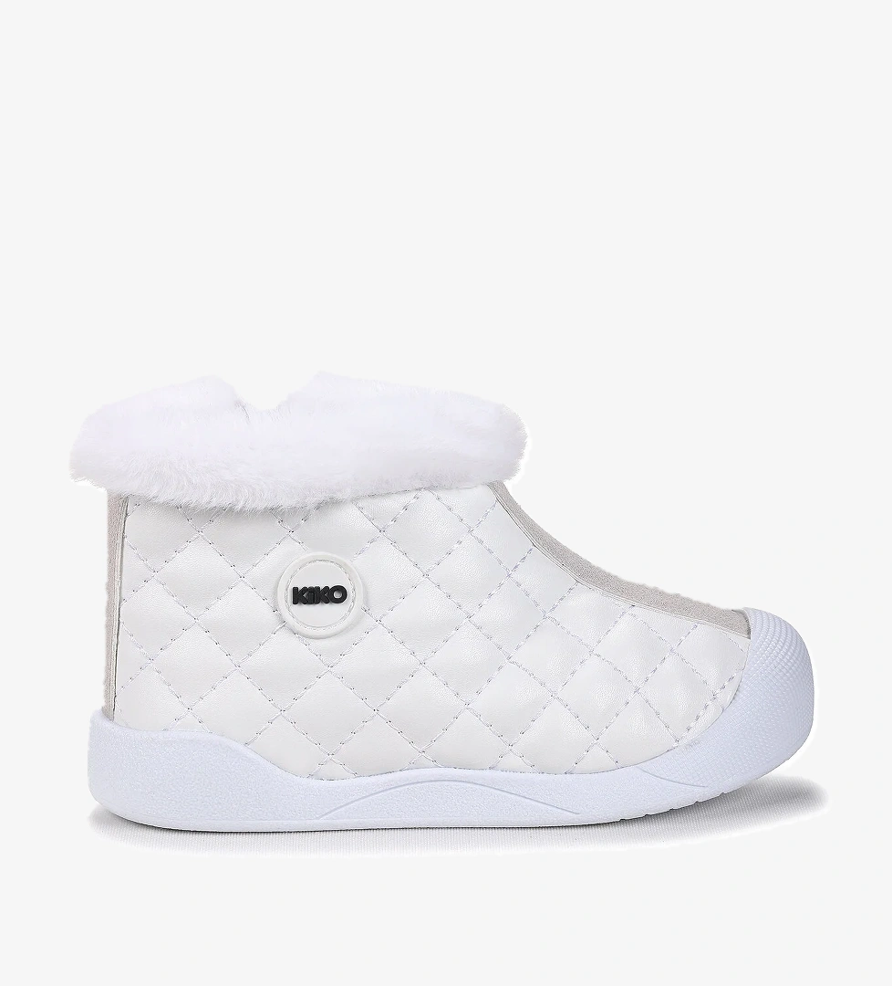 Biser Fermuarlı Termo Taban Kız Çocuk Bot Ayakkabı Beyaz