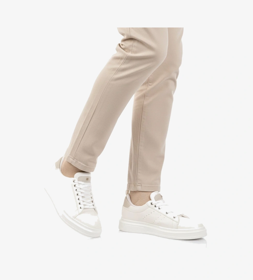 Beyaz Bağcıklı Cilt Hafif Esnek Erkek Sneaker 179 M