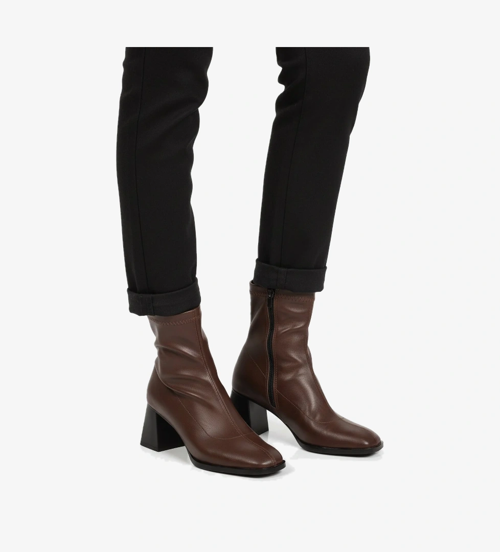 Ayakmod Ayakmod Kahverengi Kahve Polarlı Fermuarlı Streç Kadın Topuklu Bot 2615 Z | Flo Kahverengi - 1. görsel