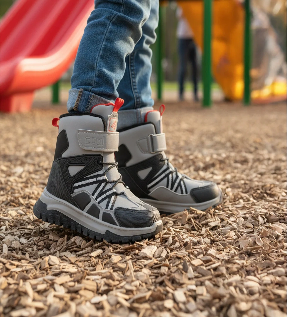 Hilly P Gri Kaymaz Soğuğa Dirençli Cırtlı Unisex Çocuk Bot - Görsel 1