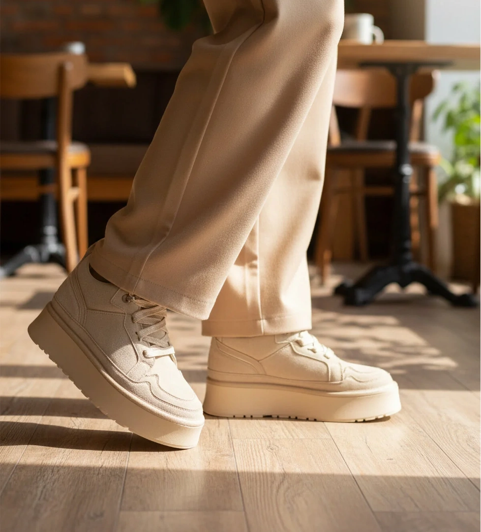 Walkway Walkway Walyway 2613 Polarlı Kaymaz Bağcıklı Bej Kadın Bot | Flo Bej - 1. görsel