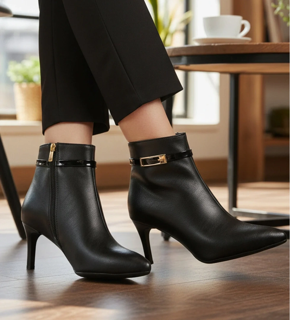 Ayakmod Ayakmod 2611 Siyah Polarlı İnce Topuklu Kadın Bot | Flo Siyah - 1. görsel