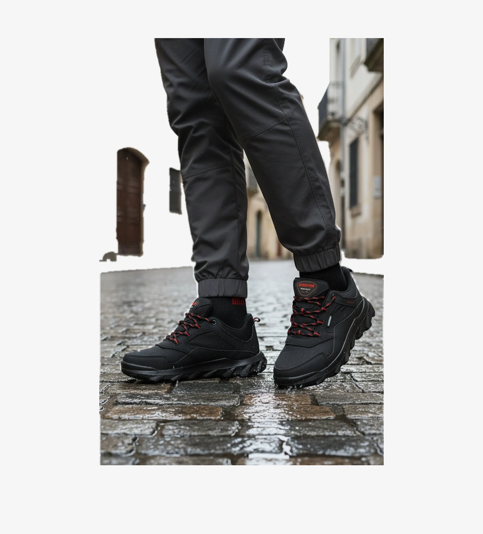 Scooter Scooter M7201 Siyah-Kırmızı Su Geçirmez Kaymaz Erkek Outdoor Ayakkabı | Flo Siyah - 1. görsel