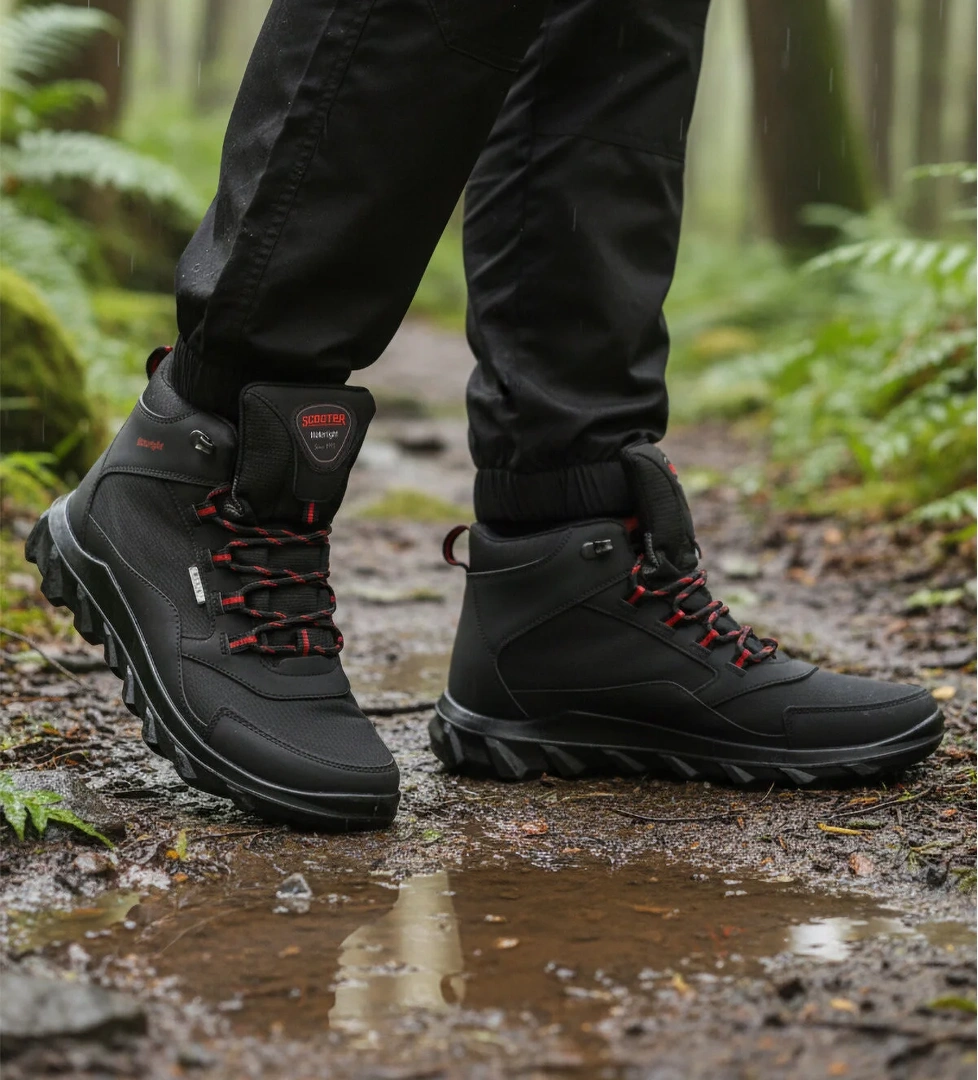 M7200 Siyah Kırmızı Su Geçirmez Kaymaz Erkek Outdoor Bot - Görsel 1