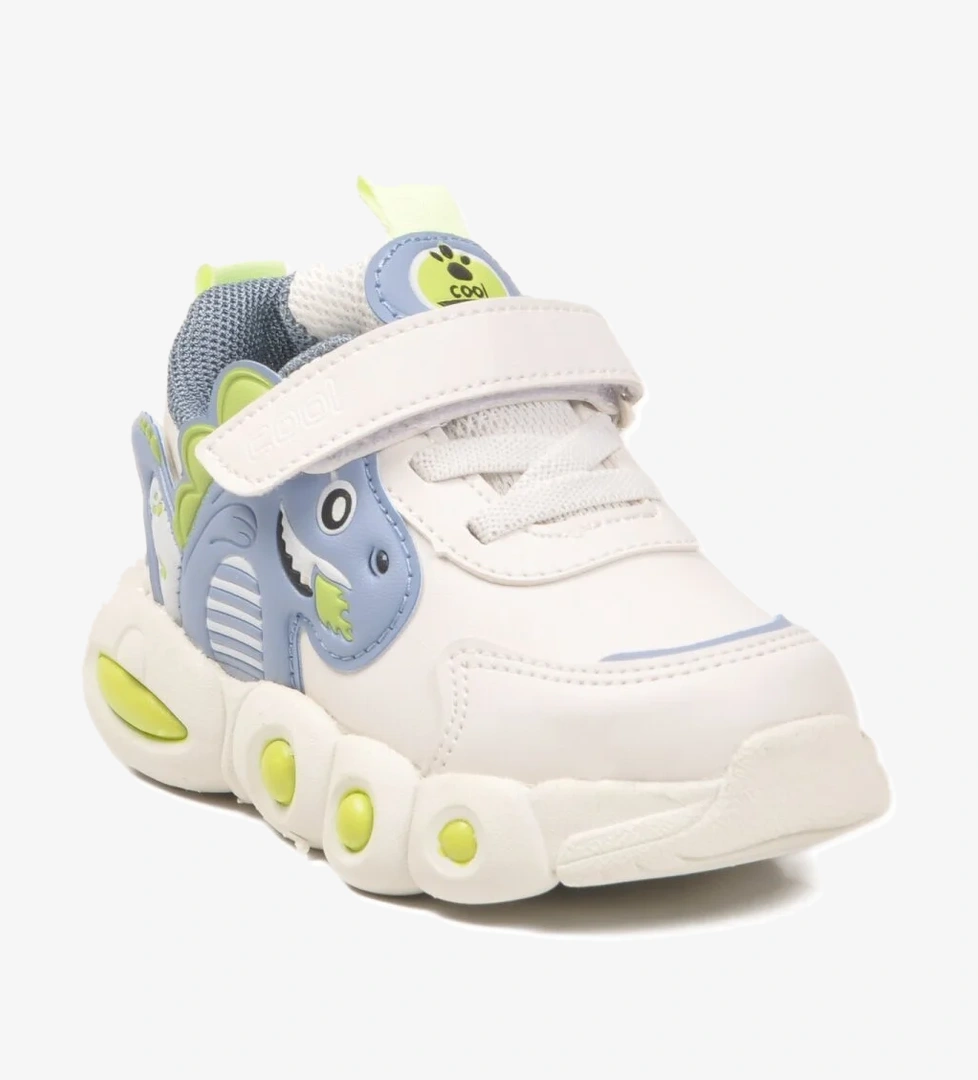 Cool Cool Dinito B Beyaz Turkuaz Cırtlı Hafif Bebek Spor Ayakkabı Sneaker | Flo Beyaz - 1. görsel