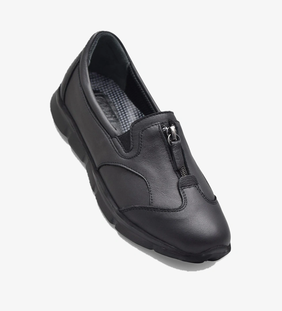 603 Tam Ortopedik Poli Hafif Taban Günlük Hakiki Deri Kadın Ayakkabı Lastikli - Görsel 1