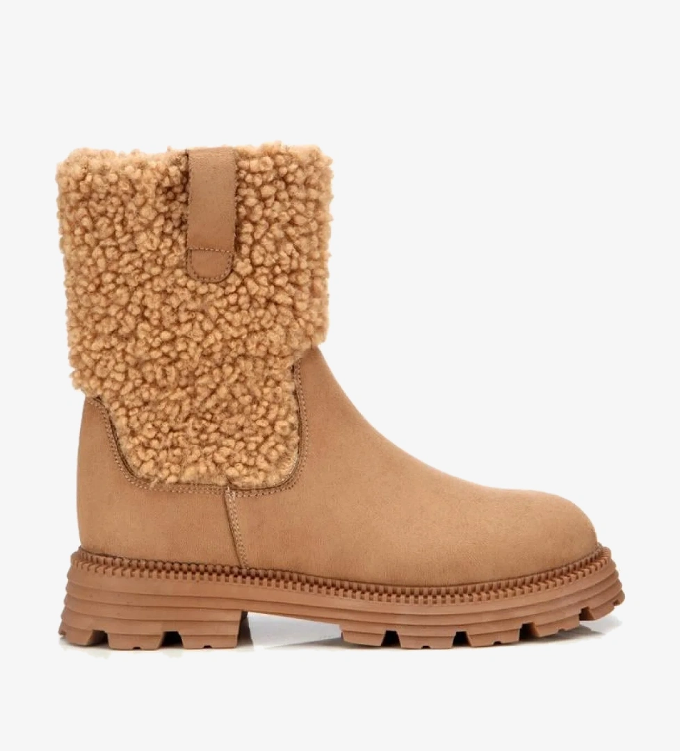 Yaya By Hotiç Kadın Süet Siyah Camel Kürklü Kalın Tabanlı Düz Bot model görseli