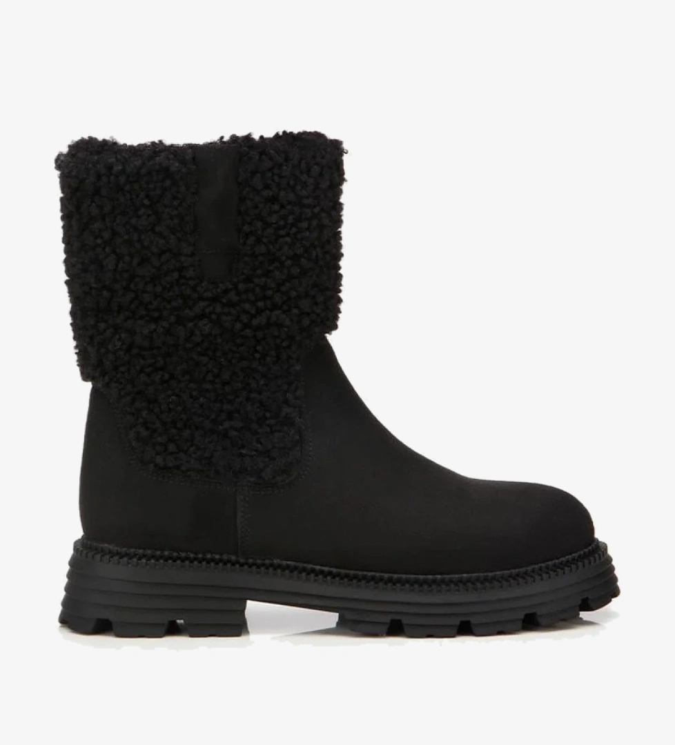 Yaya By Hotiç Yaya By Hotiç Kadın Süet Siyah Kürklü Kalın Tabanlı Düz Bot | Flo Siyah - 1. görsel