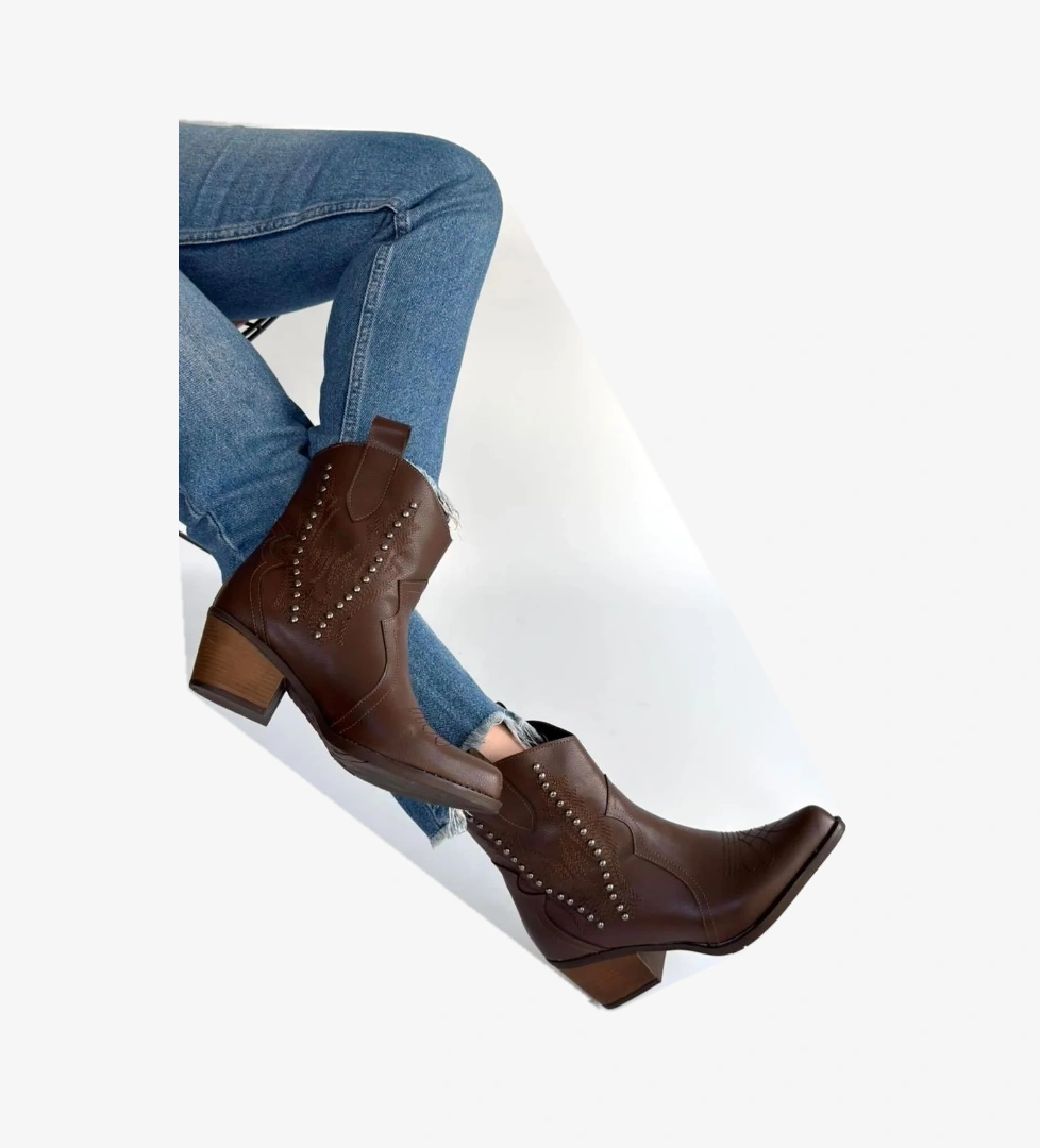 Kahve Kadın Topuklu Bot