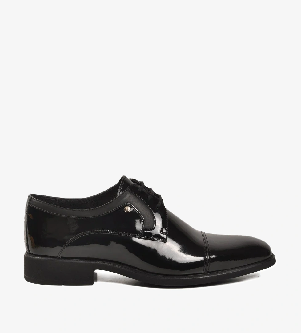 A Spor A Spor Aspor Siyah Rugan Hakiki Deri Erkek Klasik Ayakkabı | Flo Siyah - 1. görsel