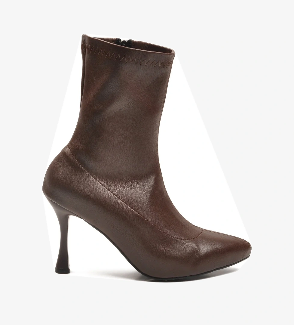 A Spor A Spor Kahverengi Aspor Kahve Fermuarlı Kadın Topuklu Bot | Flo Kahverengi - 1. görsel