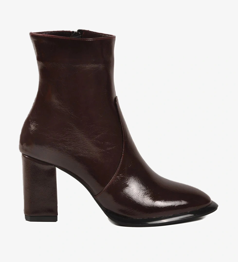 Aspor Bordo Polarlı Fermuarlı Kadın Topuklu Bot