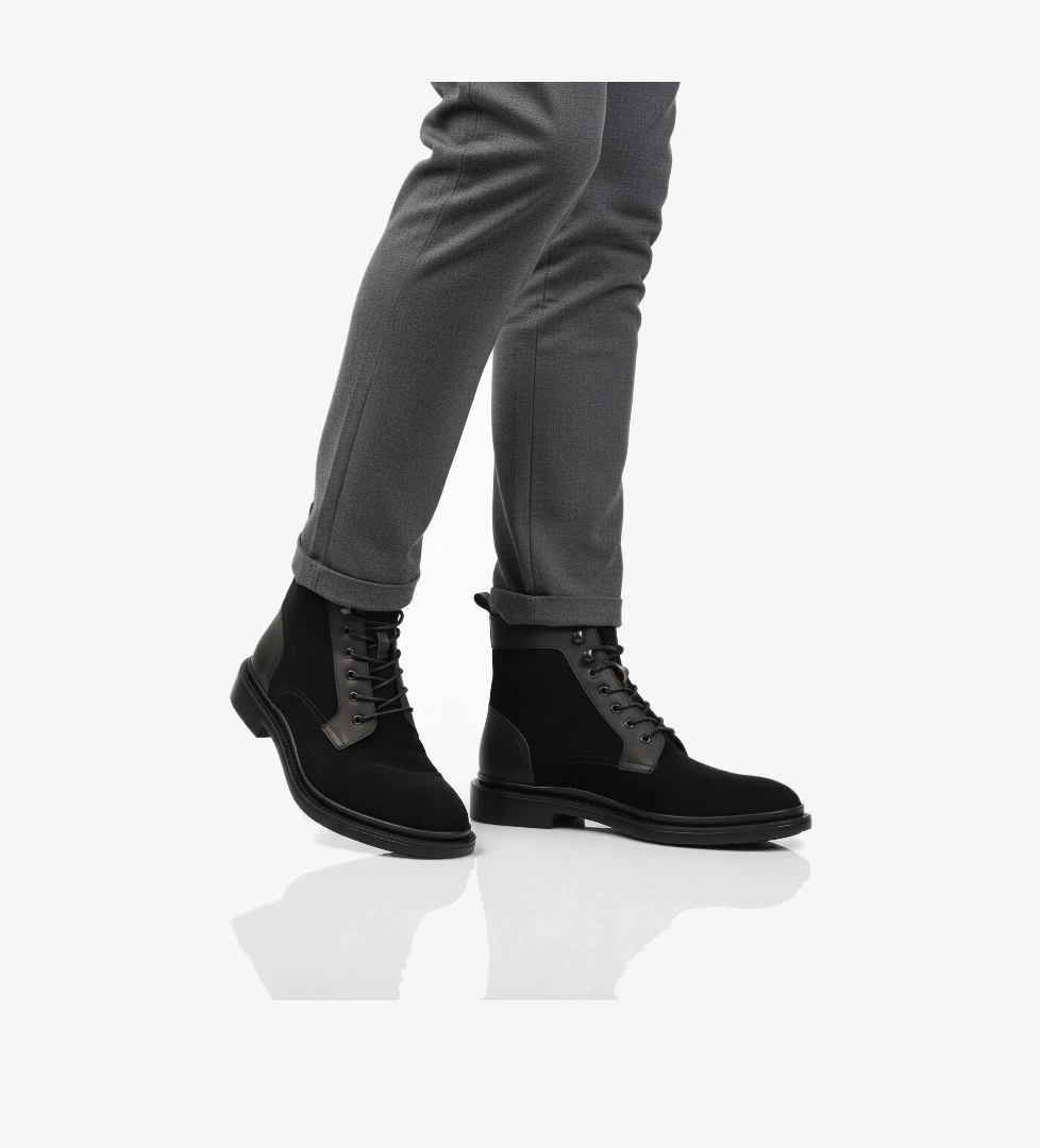A Spor A Spor Aspor Siyah Süet Hakiki Deri Bağcıklı Erkek Klasik Bot | Flo Siyah - 1. görsel