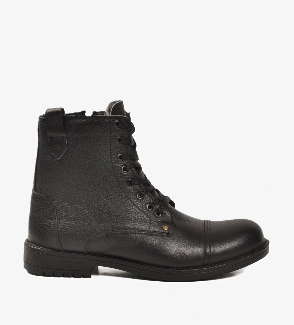 A Spor A Spor Aspor Siyah İçi Kürklü Hakiki Deri Fermuarlı Erkek Bot | Flo Siyah - 1. görsel