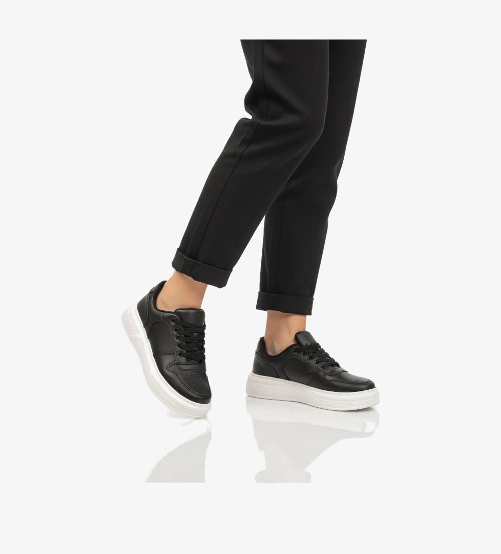 A Spor A Spor Aspor Siyah Beyaz Bağcıklı Unisex Sneaker | Flo Siyah - 1. görsel