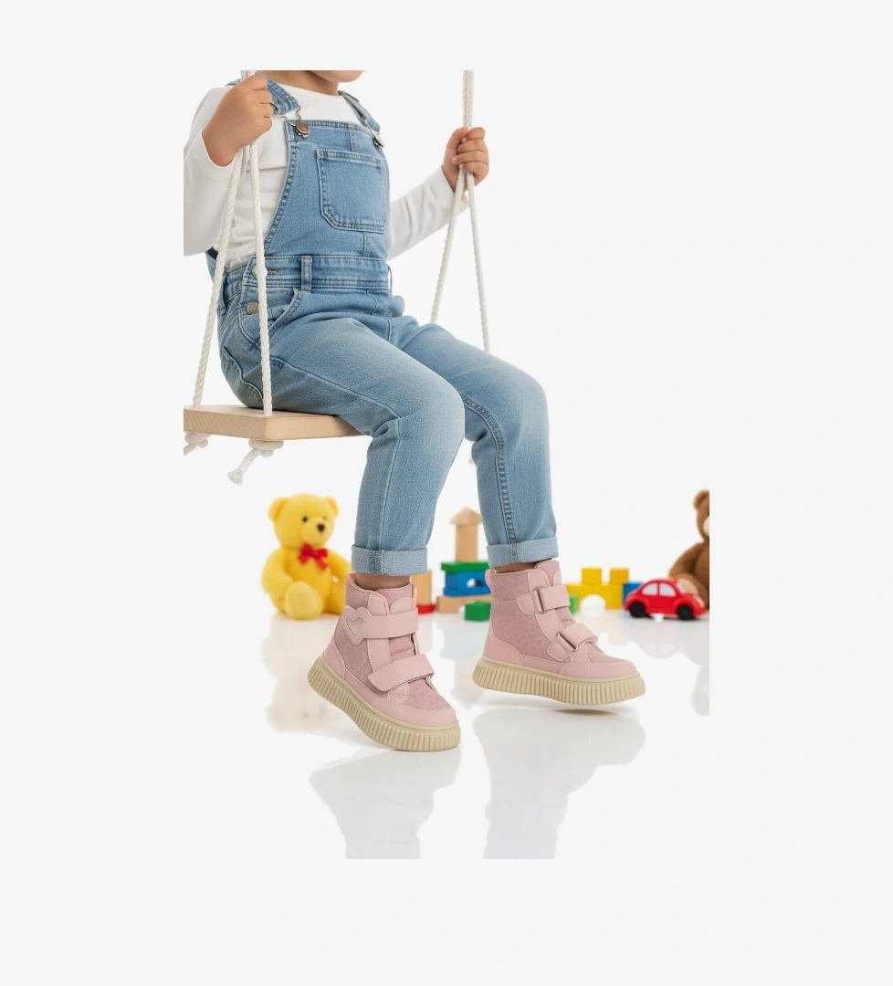 Cool Cool Pembe Pudra Cırtlı Desenli Kız Çocuk Düz Bot | Flo Pembe - 1. görsel