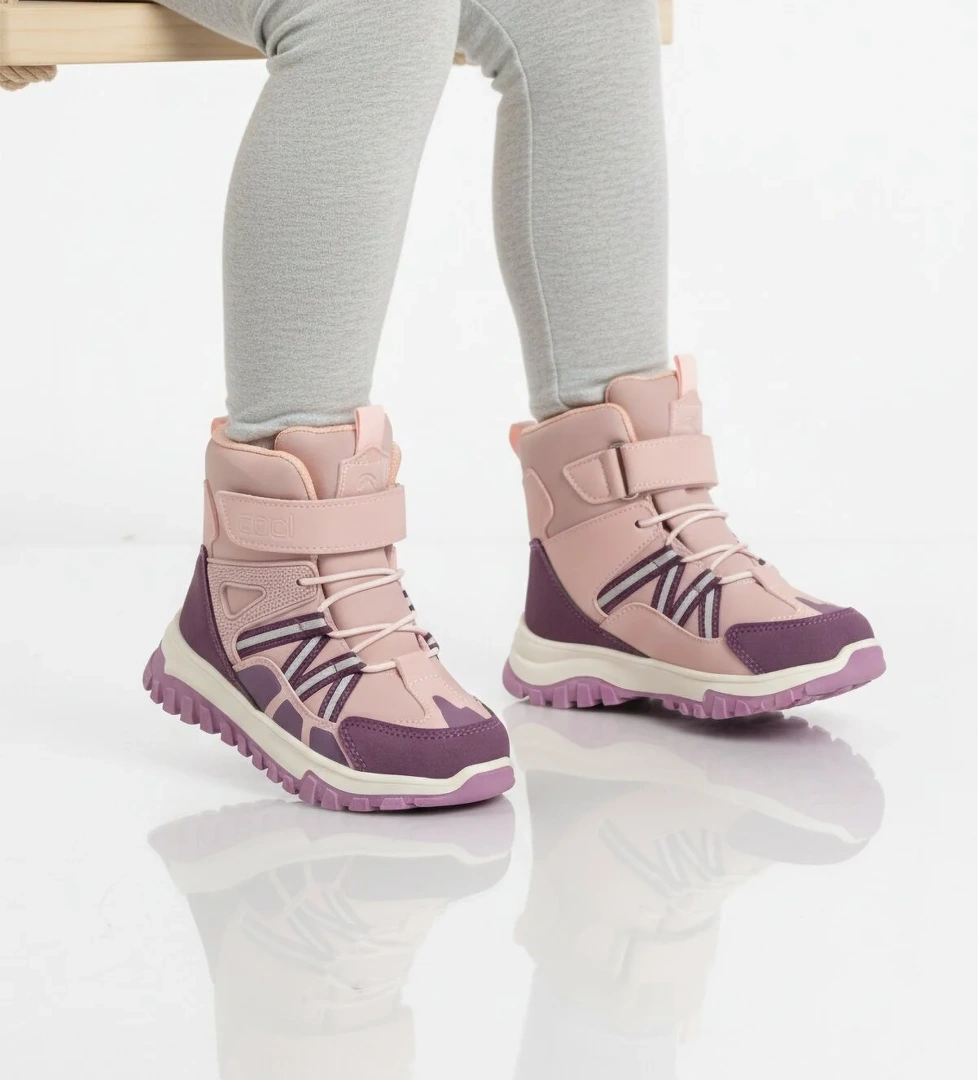 Pudra Cırtlı Kız Çocuk Düz Bot