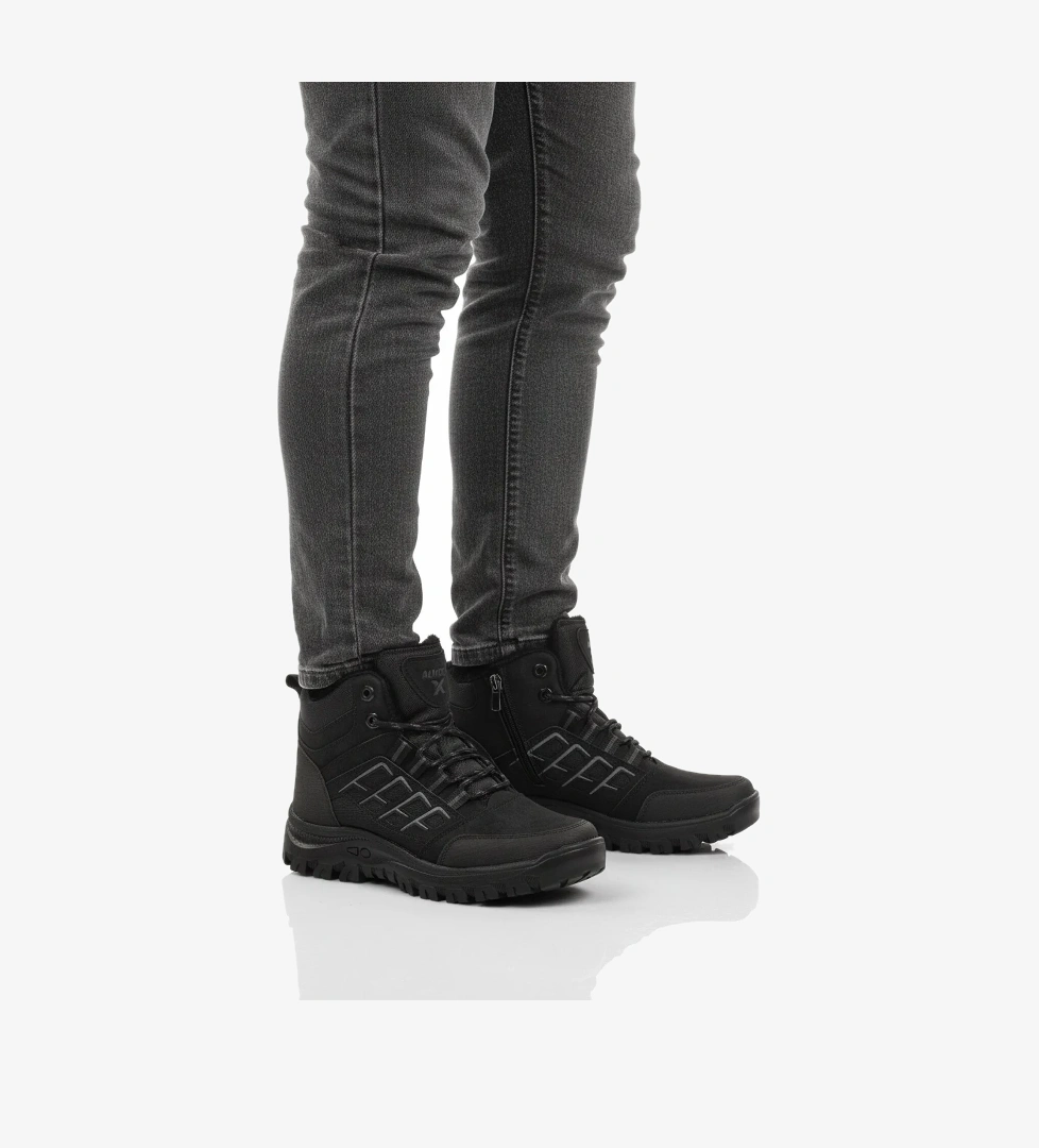 Siyah Suni Deri Erkek Outdoor Bot - Görsel 1