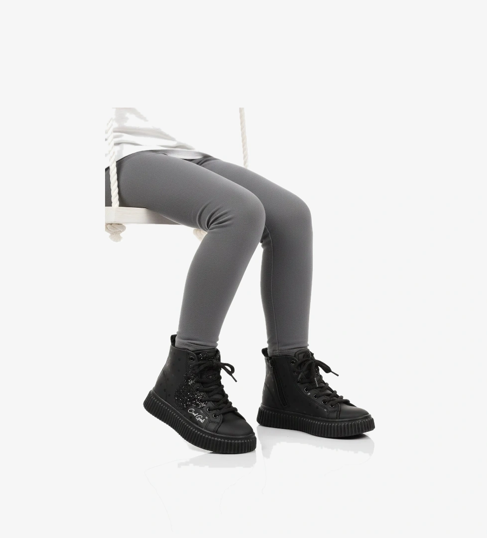 Cool Cool Siyah Fermuarlı İçi Polarlı Kız Çocuk Düz Bot | Flo Siyah - 1. görsel