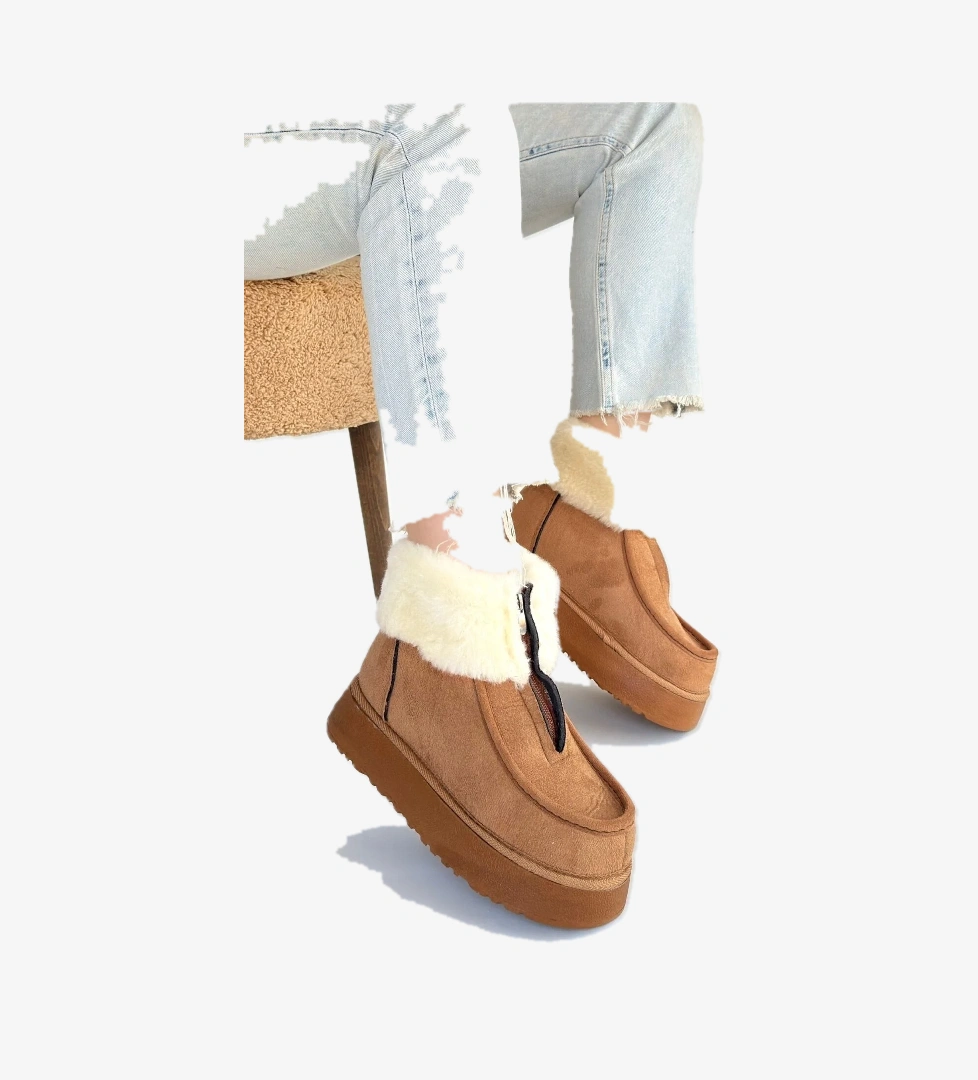 Taba Süet Kadın Düz Bot