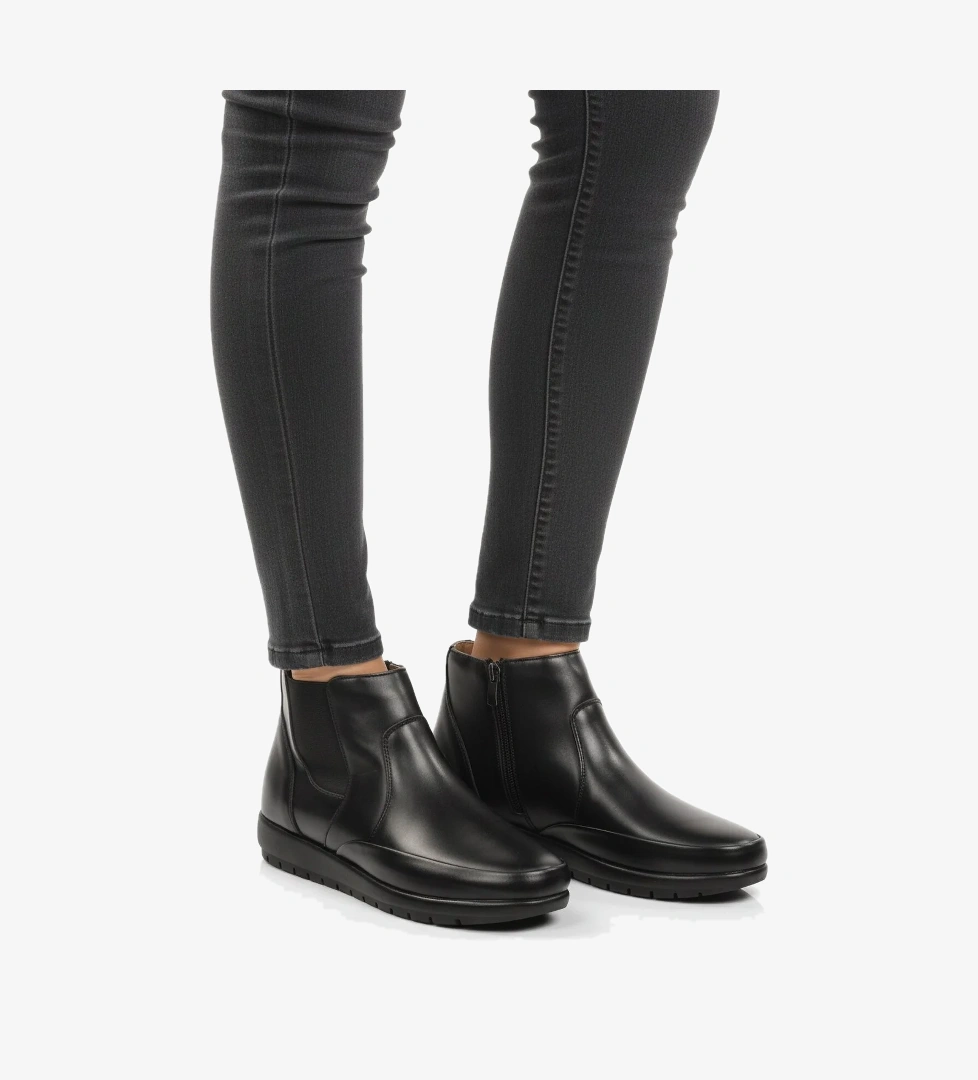 A Spor A Spor Aspor Siyah Jel Taban Fermuarlı Kadın Düz Bot | Flo Siyah - 1. görsel