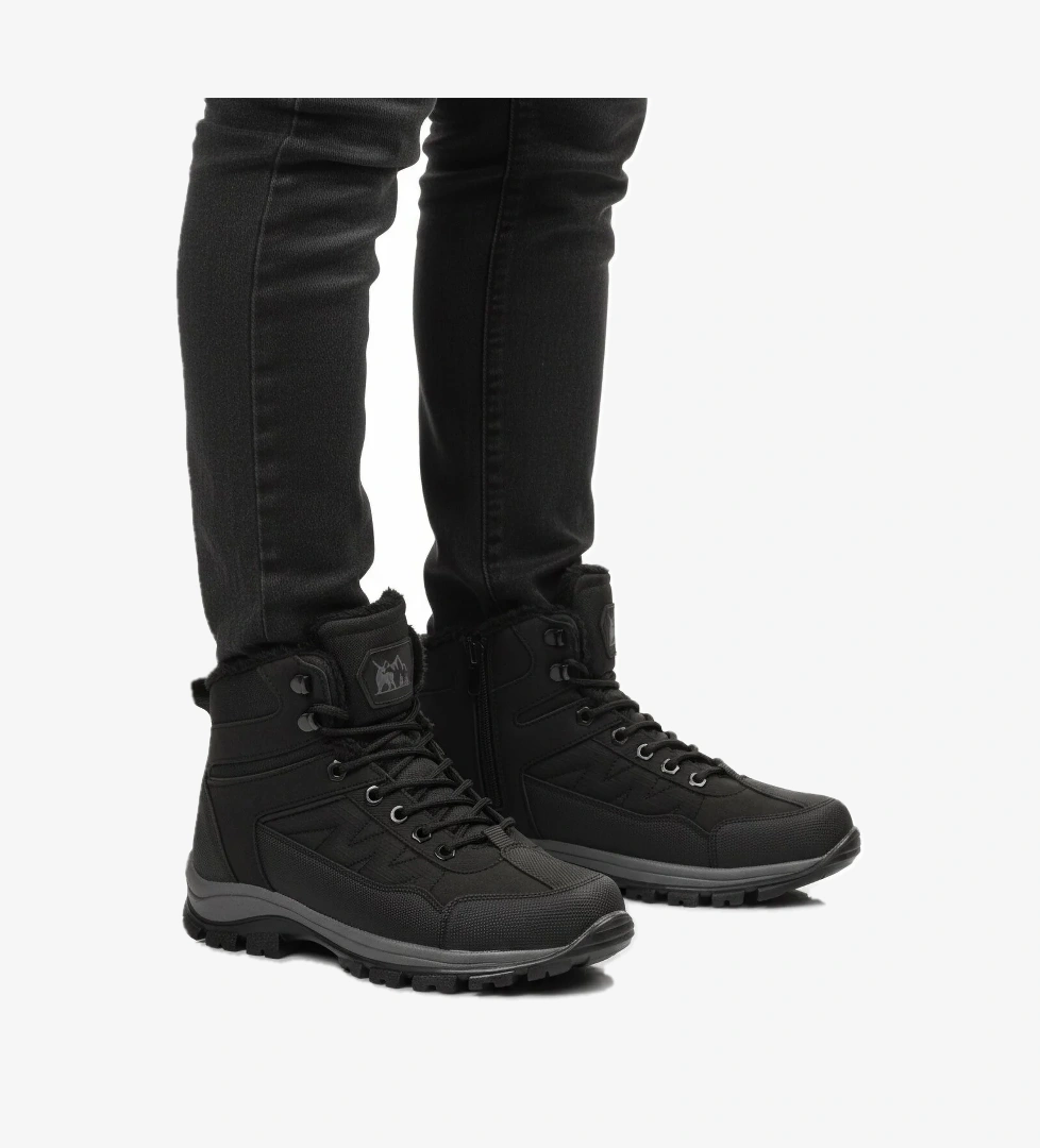 Aspor Siyah Kırışık İçi Kürklü Unisex Outdoor Bot