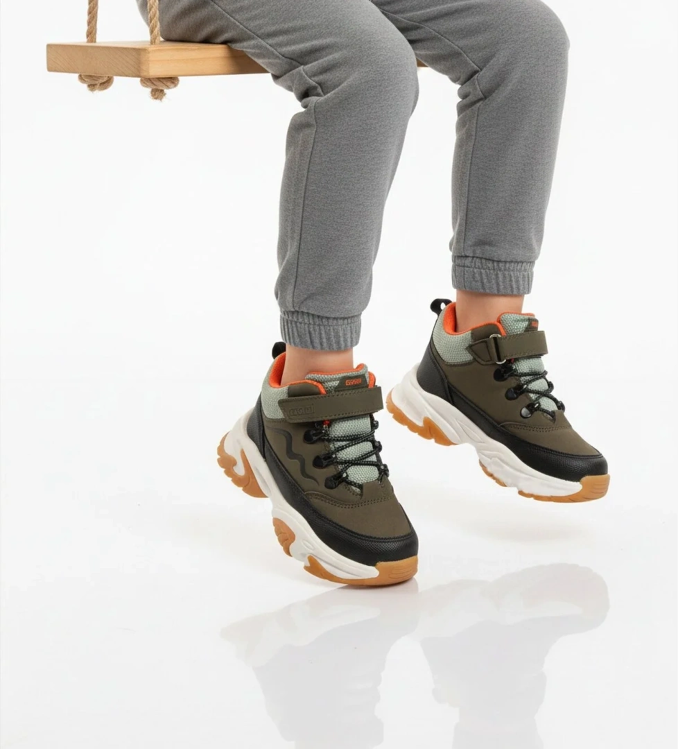 Cool Cool Haki Geniş Kalıp Cırtlı Erkek Çocuk Düz Bot | Flo Haki - 1. görsel