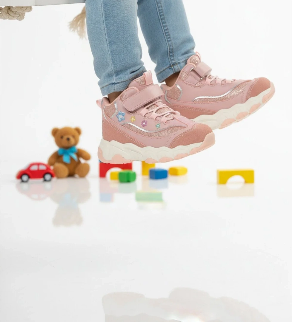 Pudra Cırtlı Desenli Kız Çocuk Hi Sneaker