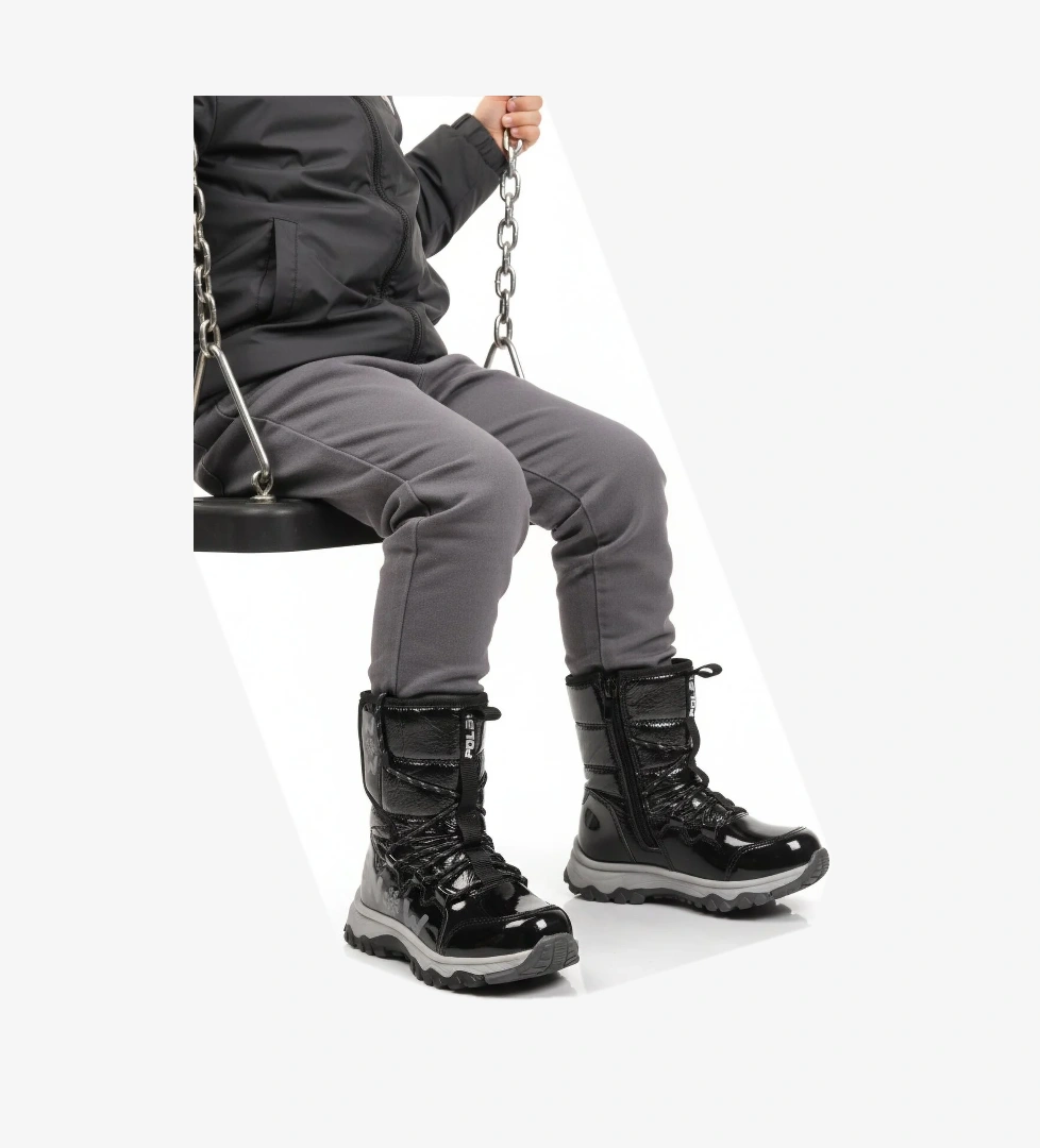 Aspor Siyah İçi Polarlı Kız Çocuk Kar Botu