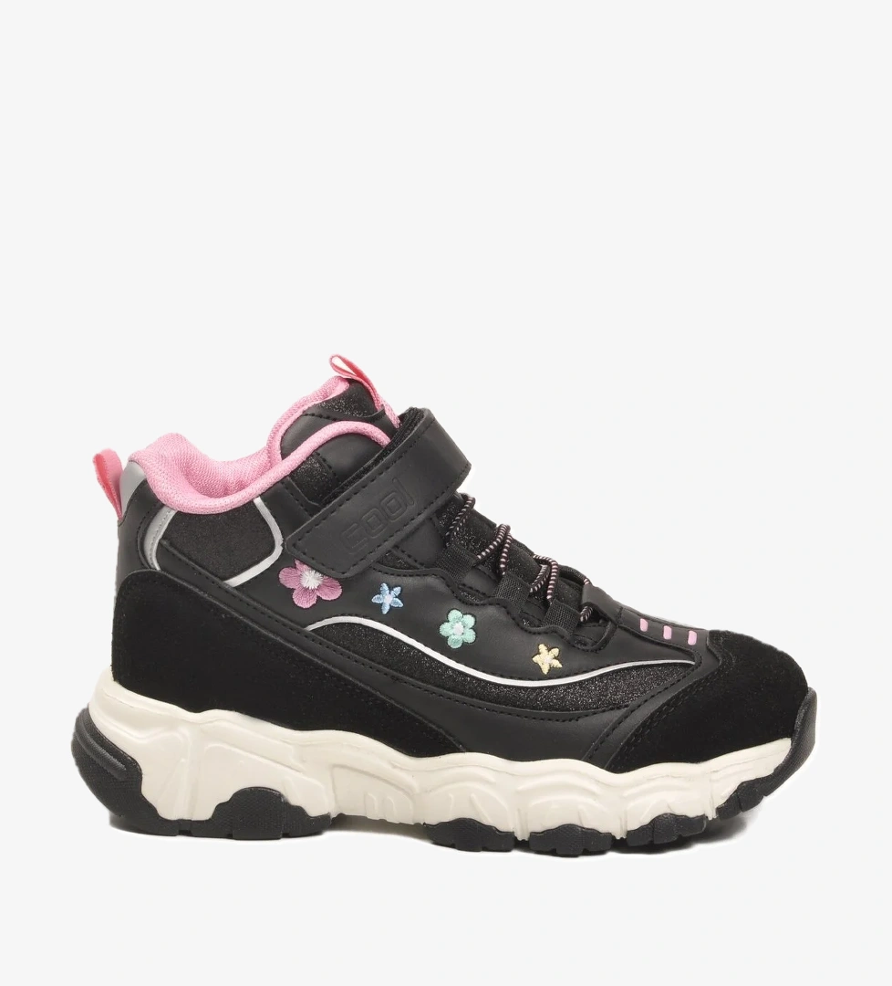 Cool Cool Siyah Cırtlı Desenli Kız Çocuk Hi Sneaker | Flo Siyah - 1. görsel