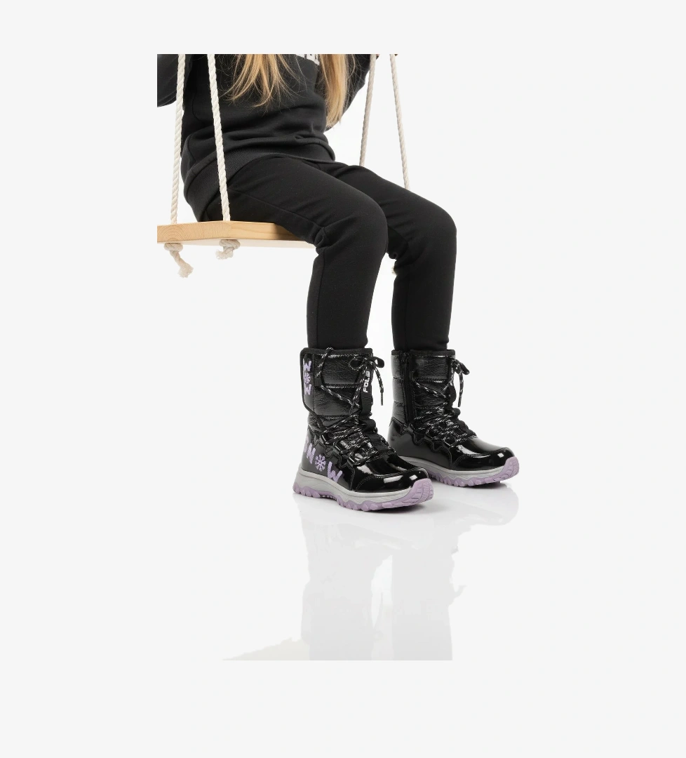 A Spor Aspor Siyah Lila İçi Polarlı Kız Çocuk Kar Botu model görseli