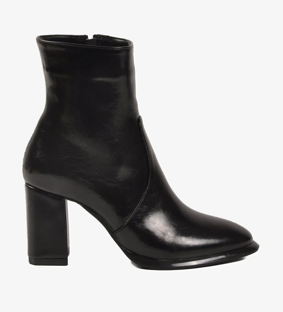 Ayakmod Ayakmod 878601 Polarlı Siyah Kırışık Kadın Topuklu Bot | Flo Siyah - 1. görsel