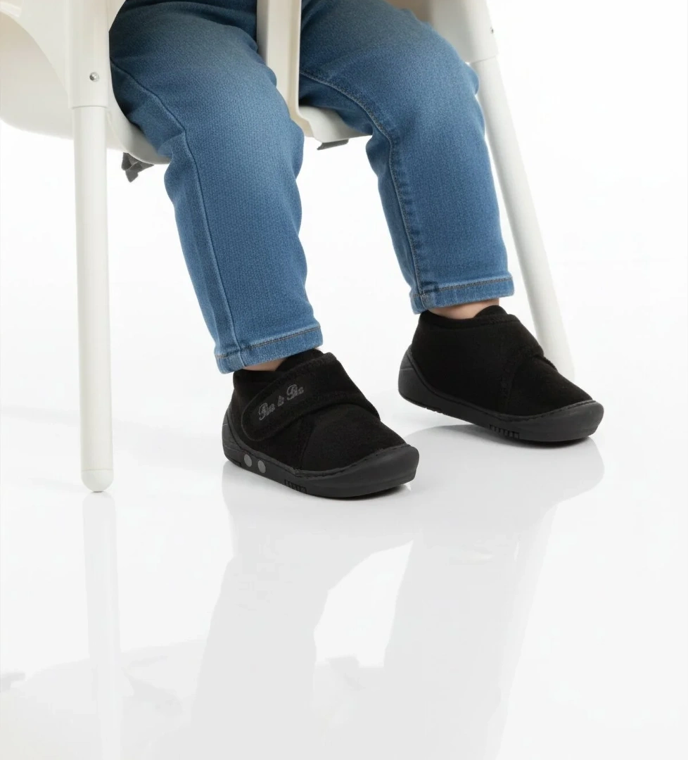 Siyah Süet Cırtlı Bebek Panduf Ba&Ba 058989 B