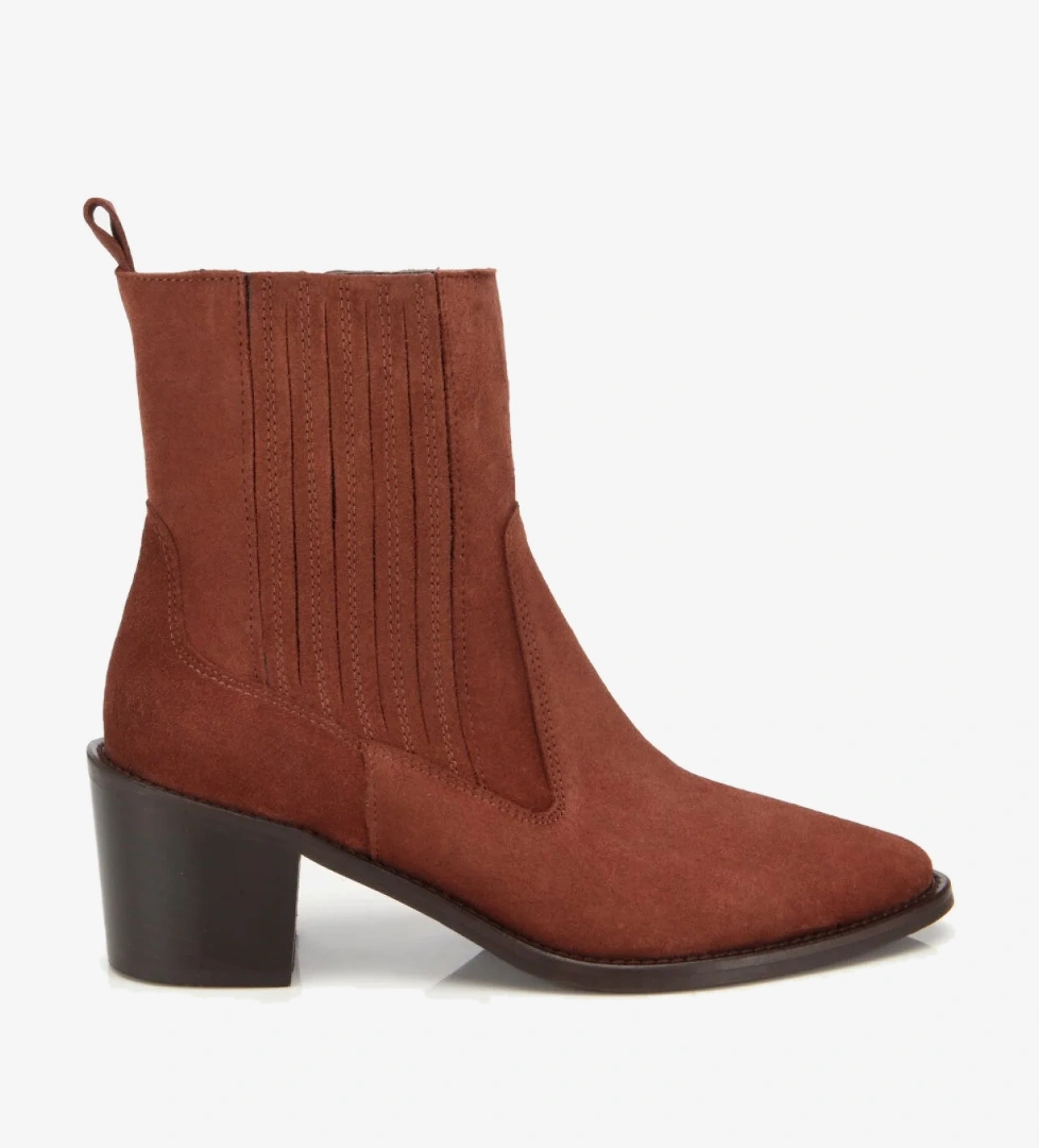 Hotiç Hotiç Kadın Süet Deri Taba Sivri Burunlu Lastik Detaylı Topuklu Bot | Flo Taba - 1. görsel