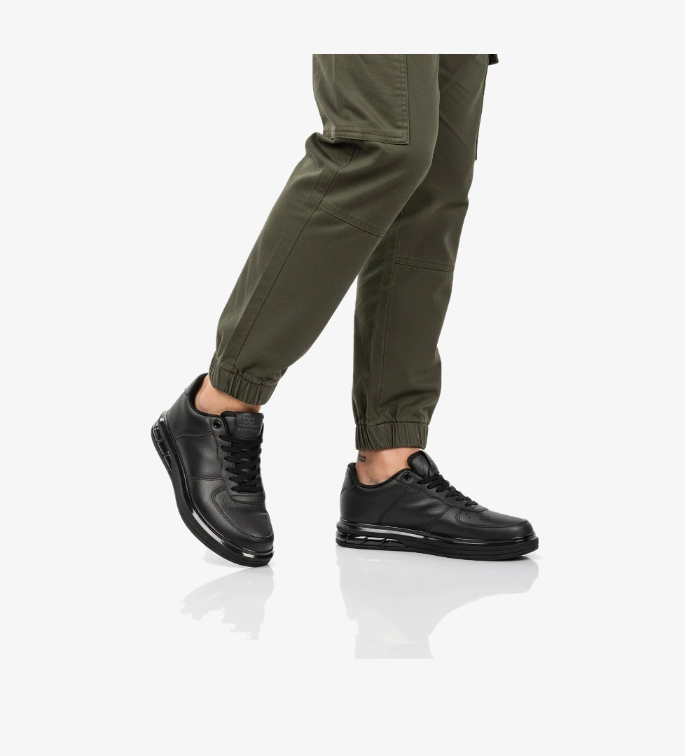 Walkway Walkway Siyah Bağcıklı Cilt Hafif Esnek Erkek Sneaker 2043 M | Flo Siyah - 1. görsel