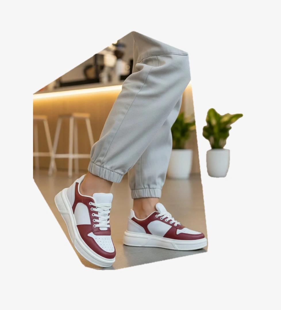 Ayk S Ayk S AYK'S Aper 049 G Beyaz-Bordo Unisex Spor Ayakkabı Sneaker | Flo Beyaz - 1. görsel