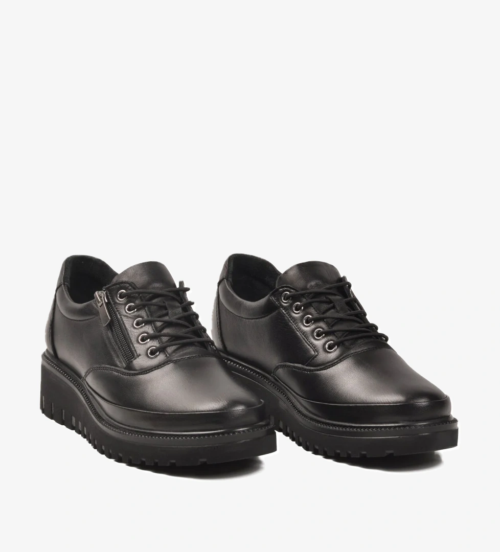 Voyager Voyager 9921 Anatomik Hakiki Deri Siyah Kadın Günlük Ayakkabı Casual Ayakkabı | Flo Siyah - 1. görsel