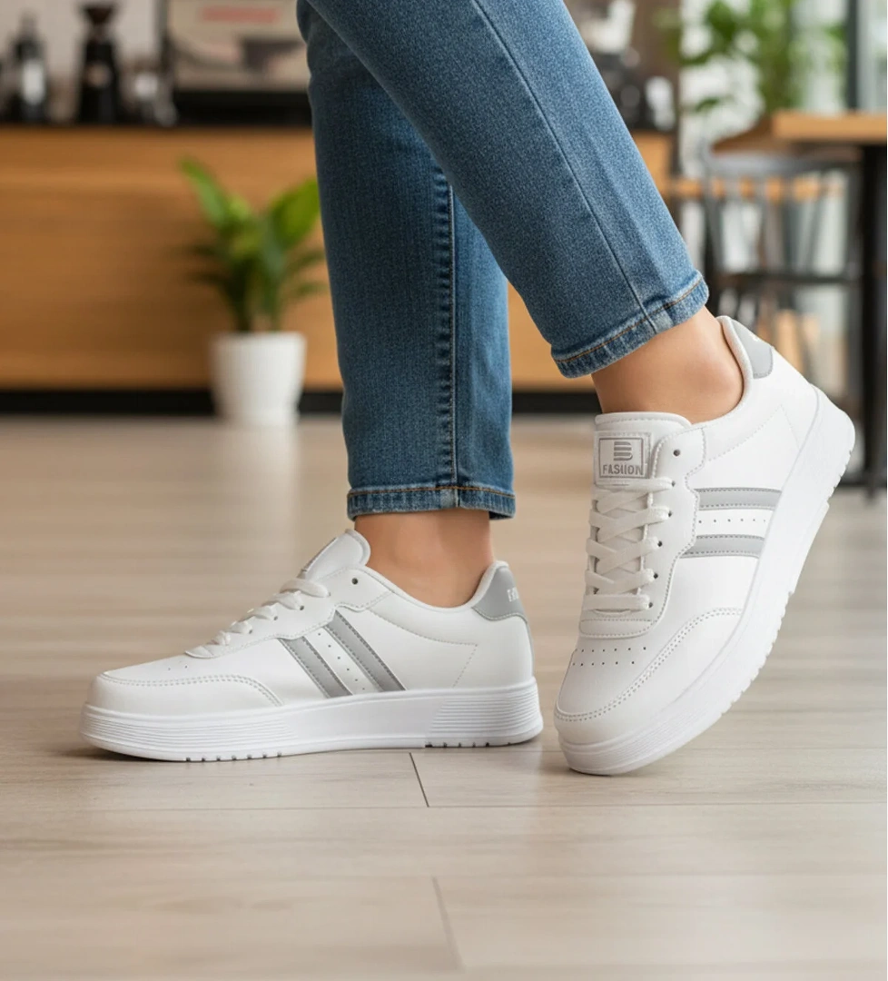 Walkway Walkway 163 Bağcıklı Beyaz Gri Unisex Spor Ayakkabı Sneaker | Flo Beyaz - 1. görsel