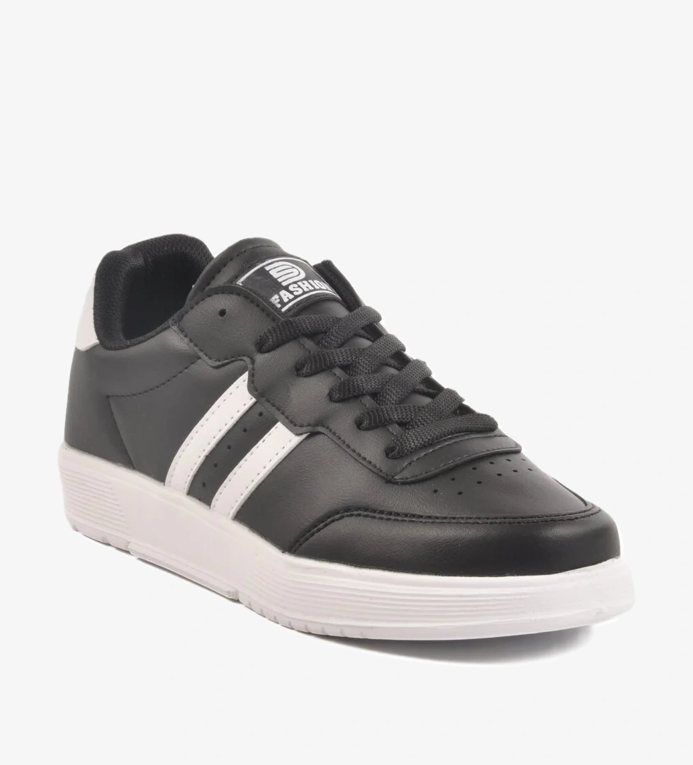 Walkway Walkway 163 Bağcıklı Siyah Beyaz Unisex Spor Ayakkabı Sneaker | Flo Siyah - 1. görsel