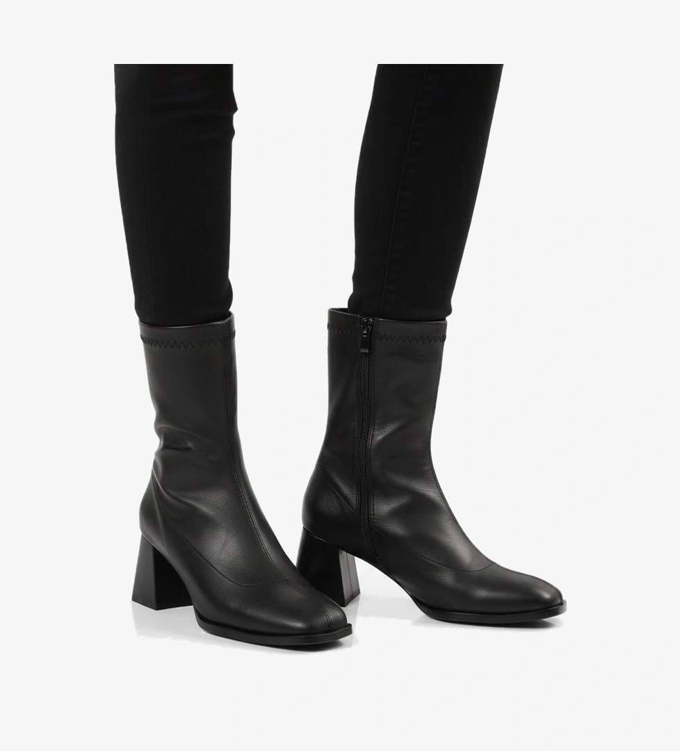 A Spor A Spor Aspor Siyah Polarlı Fermuarlı Streç Kadın Topuklu Bot | Flo Siyah - 1. görsel