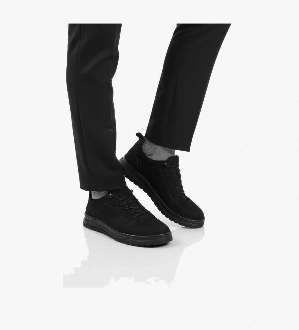 A Spor A Spor Aspor Siyah Nubuk Hakiki Deri Erkek Casual Ayakkabı | Flo Siyah - 1. görsel