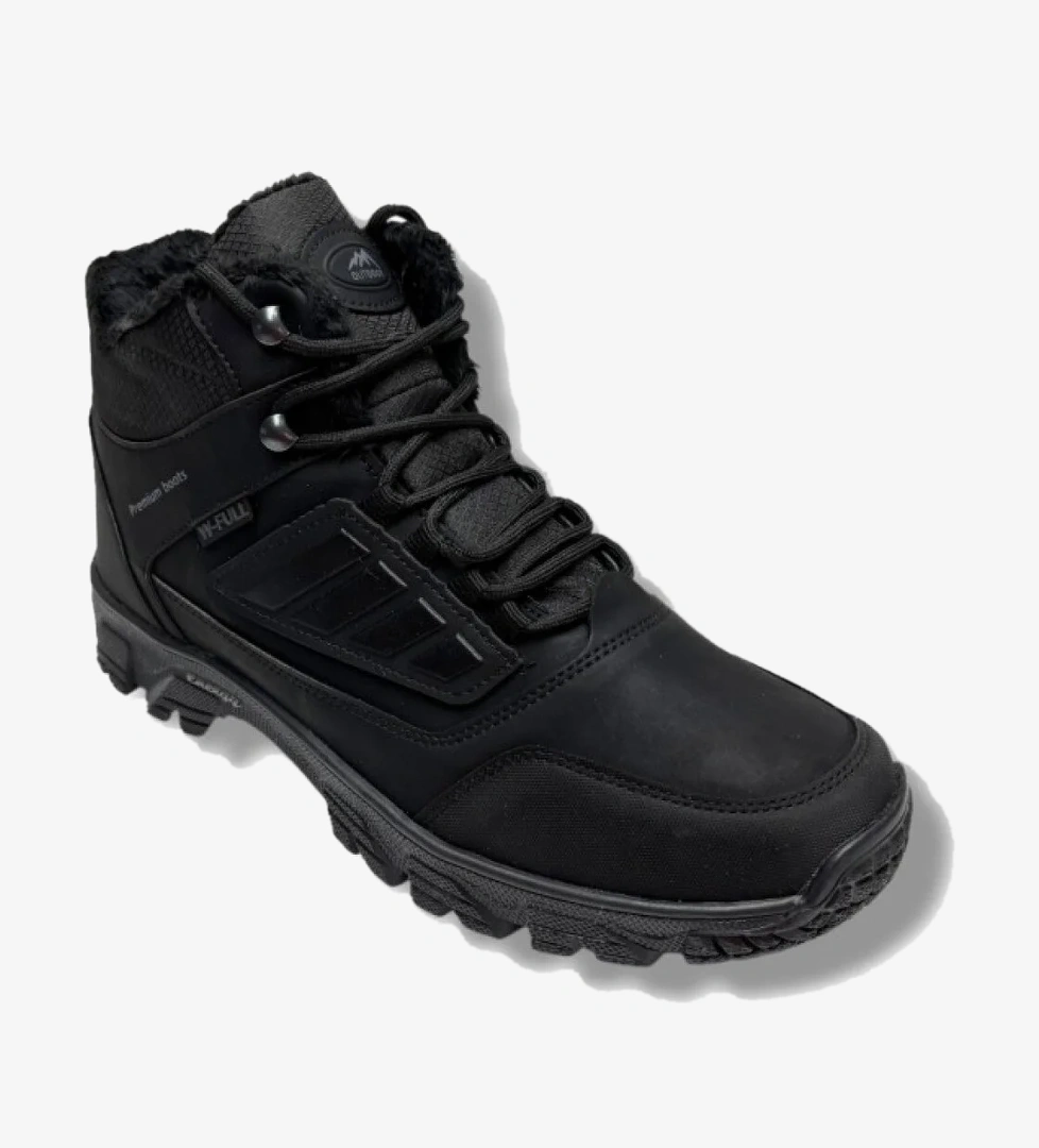 Wanderfull Wanderfull Siyah 3022-26 Deri Bağcıklı İçi Kürklü Outdoor Erkek Bot 45-47 Outdoor Ayakkabı | Flo Siyah - 1. görsel