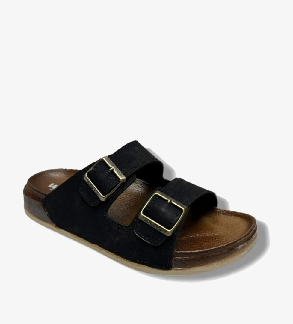 Witta Witta Siyah 55201-26 Deri Çift Bant Anatomik Terlik 36-40 Sandalet & Terlik | Flo Siyah - 1. görsel