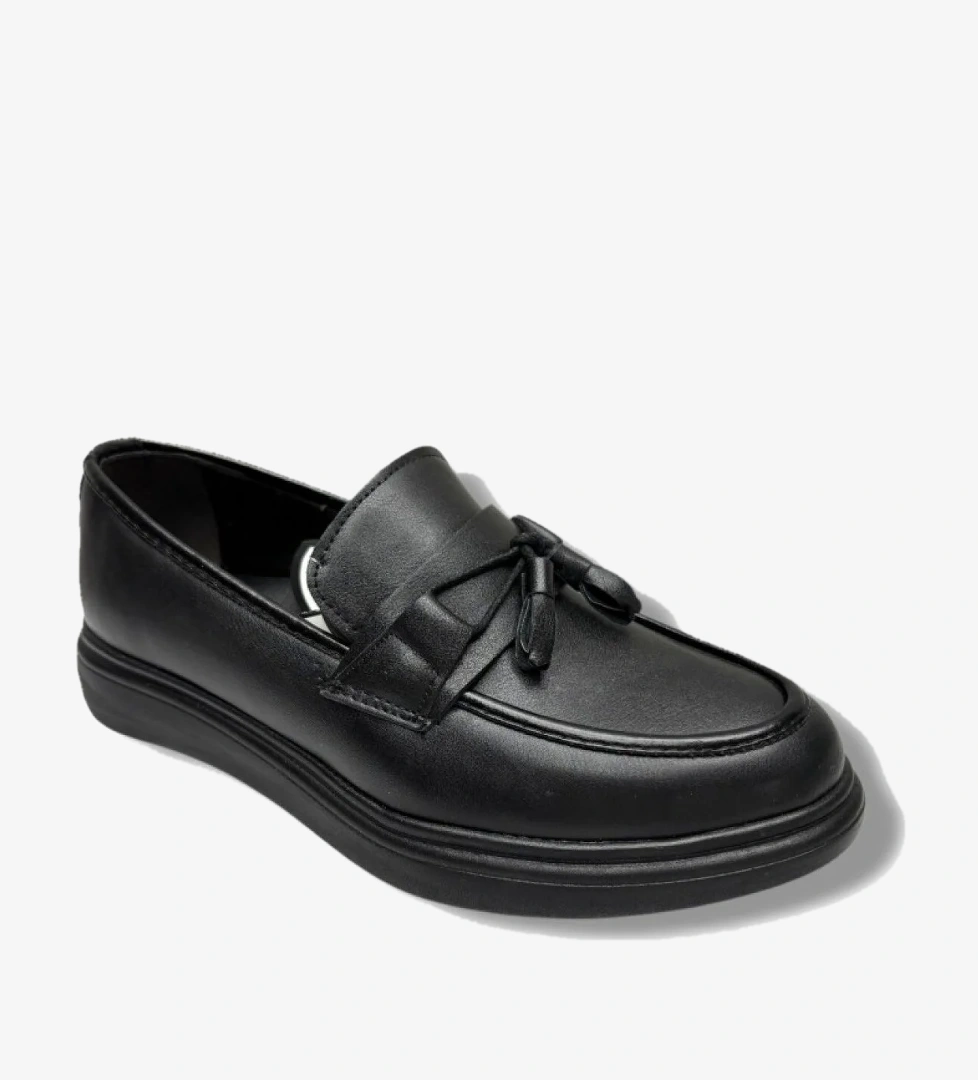 Rasgo Rasgo Siyah 4025-26 Cilt Deri Püsküllü Anatomik Erkek Çocuk Ayakkabı 37-40 Casual Ayakkabı | Flo Siyah - 1. görsel