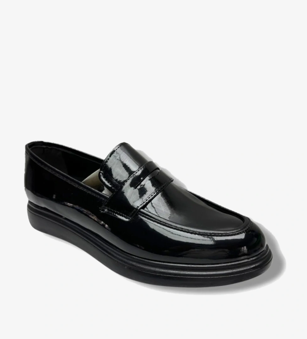 Rasgo Rasgo Siyah 4345-26 Rugan Deri Fiyonklu Anatomik Erkek Ayakkabı Casual Ayakkabı | Flo Siyah - 1. görsel