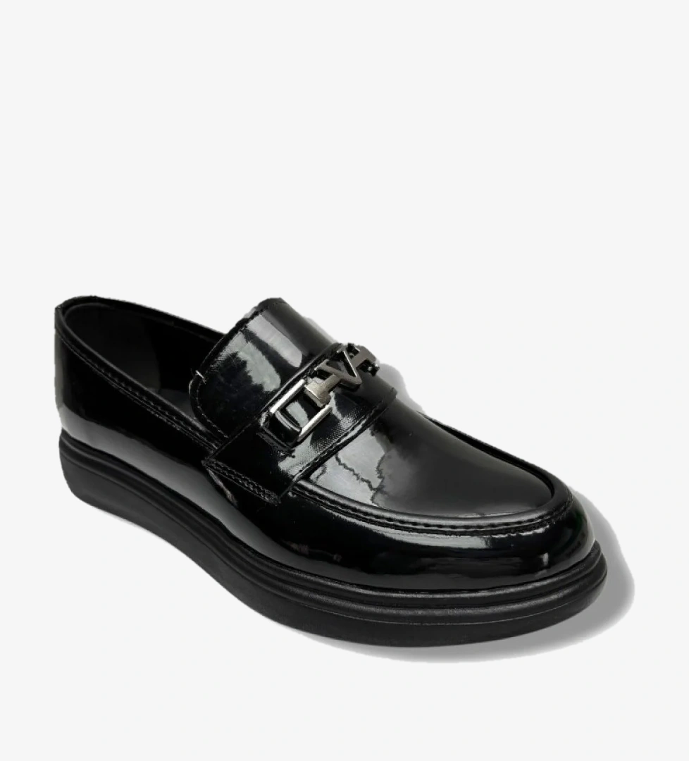 Rasgo Rasgo Siyah 5126-26 Rugan Deri Fiyonklu Tokalı Anatomik Erkek Çocuk Ayakkabı 37-40 Casual Ayakkabı | Flo Siyah - 1. görsel