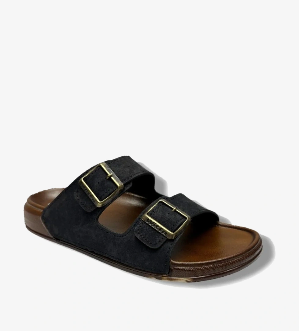 54201-26 Deri Çift Bant Anatomik Erkek Terlik