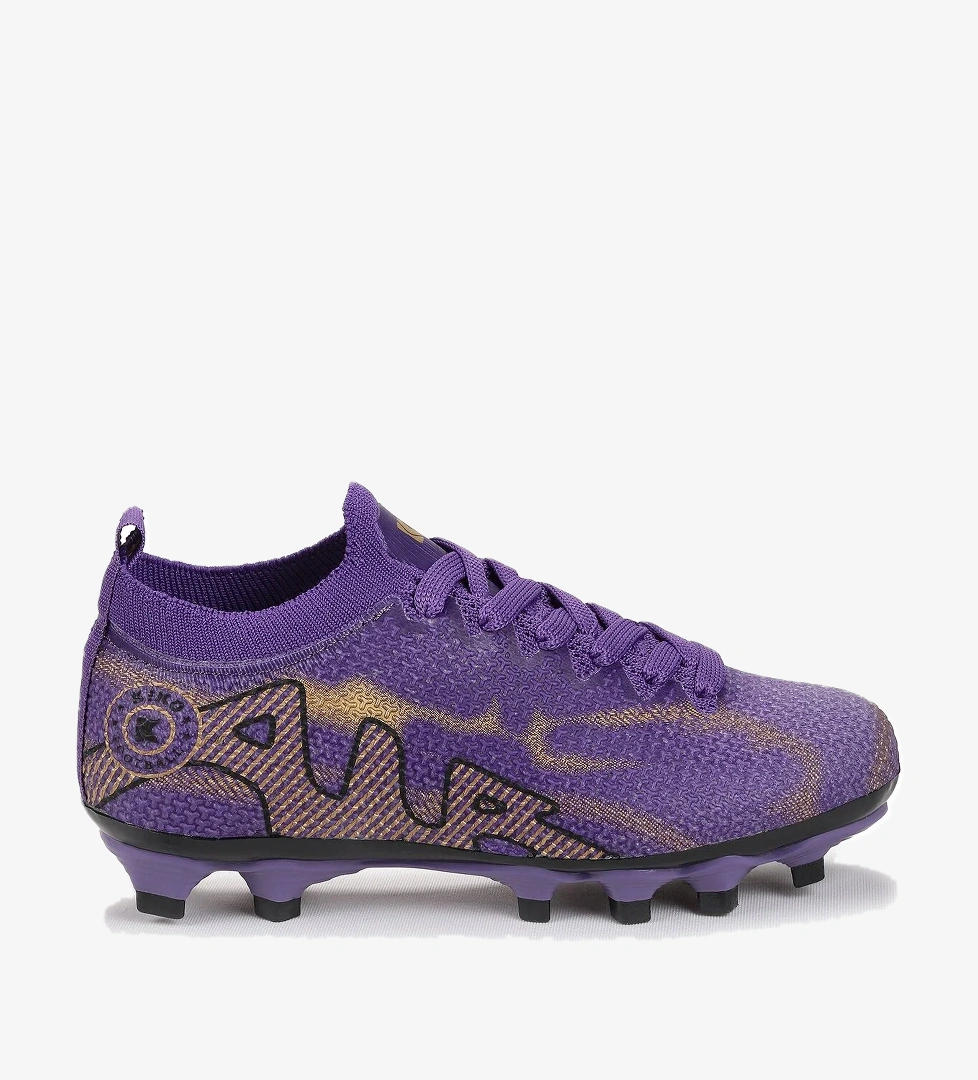 Mila Krampon Çim Saha Erkek Çocuk Futbol Ayakkabı Mor - Altın